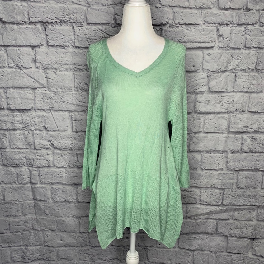 Andrea Jovine 3/4 Sleeve Mint Green Knit Sweater